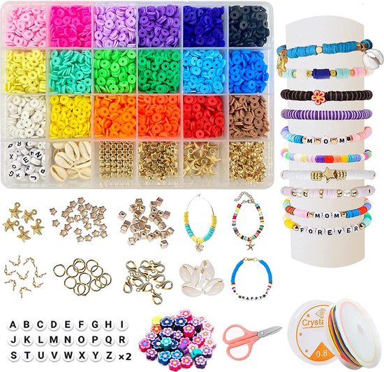 5000 Pièces Perles pour Bijoux DIY Bracelet Coloré, Perles Heishi pour la  Fabrication... | bol.com