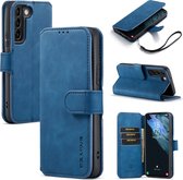 Dg.ming Retro modèle de livre étui compatible avec Samsung Galaxy S22  -  Bleu