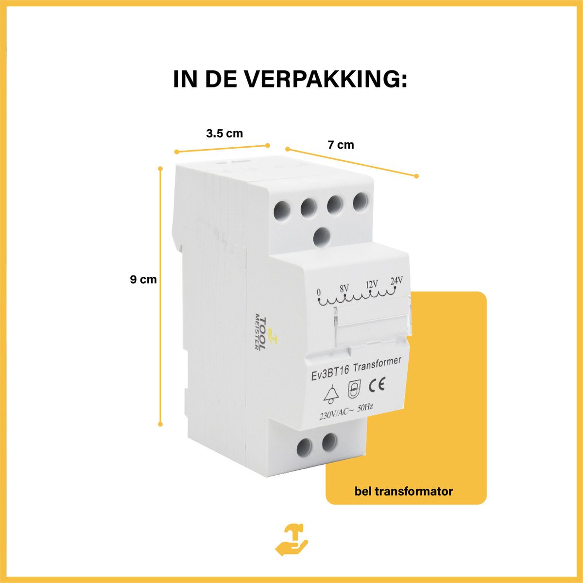 JIZZU Beltrafo 8-24V, Past op Gestandaardiseerde DIN-rail 8VA 220V Nettransformator voor Deurbel & Deurbel bel Transformator