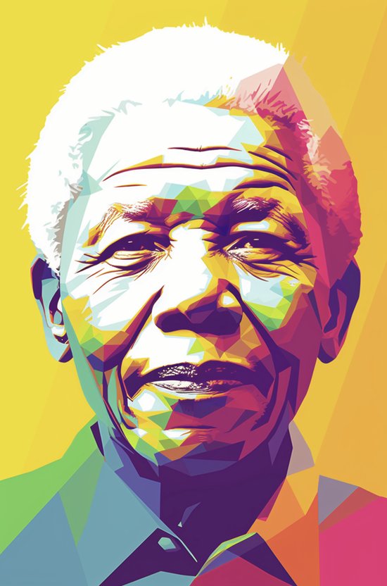 Nelson Mandela Poster - Abstract Portret - Moderne Kunst - Nelson Mandela - Wanddecoratie - Interieur Design - 61x91 - YR - Geschikt om in te lijsten