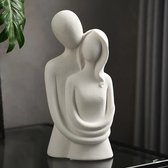 Paar beeldje liefde eeuwige houten decoratie ornamenten, handgemaakte abstracte sculpturen decoratie, paar houten figuur koppelbeeld kesende figuren voor de woonkamer Valentijnsdag ornamenten decoratie (C