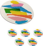 Onderzetters voor glazen - Rond - Abstract - Kunst - Vormen - Regenboog - 10x10 cm - Glasonderzetters - 6 stuks