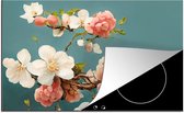 KitchenYeah® Inductie beschermer 85x52 cm - Bloemen - Bloesem - Kersen - Tak - Wit - Kookplaataccessoires - Afdekplaat voor kookplaat - Inductiebeschermer - Inductiemat - Inductieplaat mat