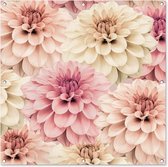Tuindoek Bloemen - Roze - Wit - Natuur - 100x100 cm