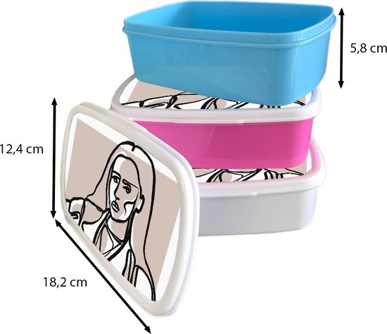 Boîte à pain Wit - Lunch box - Boîte à pain - Portrait - Femme - Dessin au Line - Pastel - 18x12x6 cm - Adultes