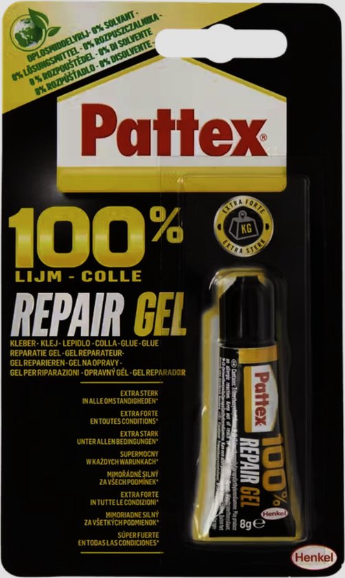 Pattex 100% Repair gel-lijm - 8gram - Oplosmiddelenvrij - Vullend Vermogen  | bol.com