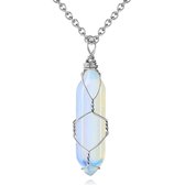 Opaliet dames ketting - Bredoo Edelsteen Hanger - Crystal Wrap - Minimalistisch - Dubbeleinder - Bohemian - Edelstenen en mineralen