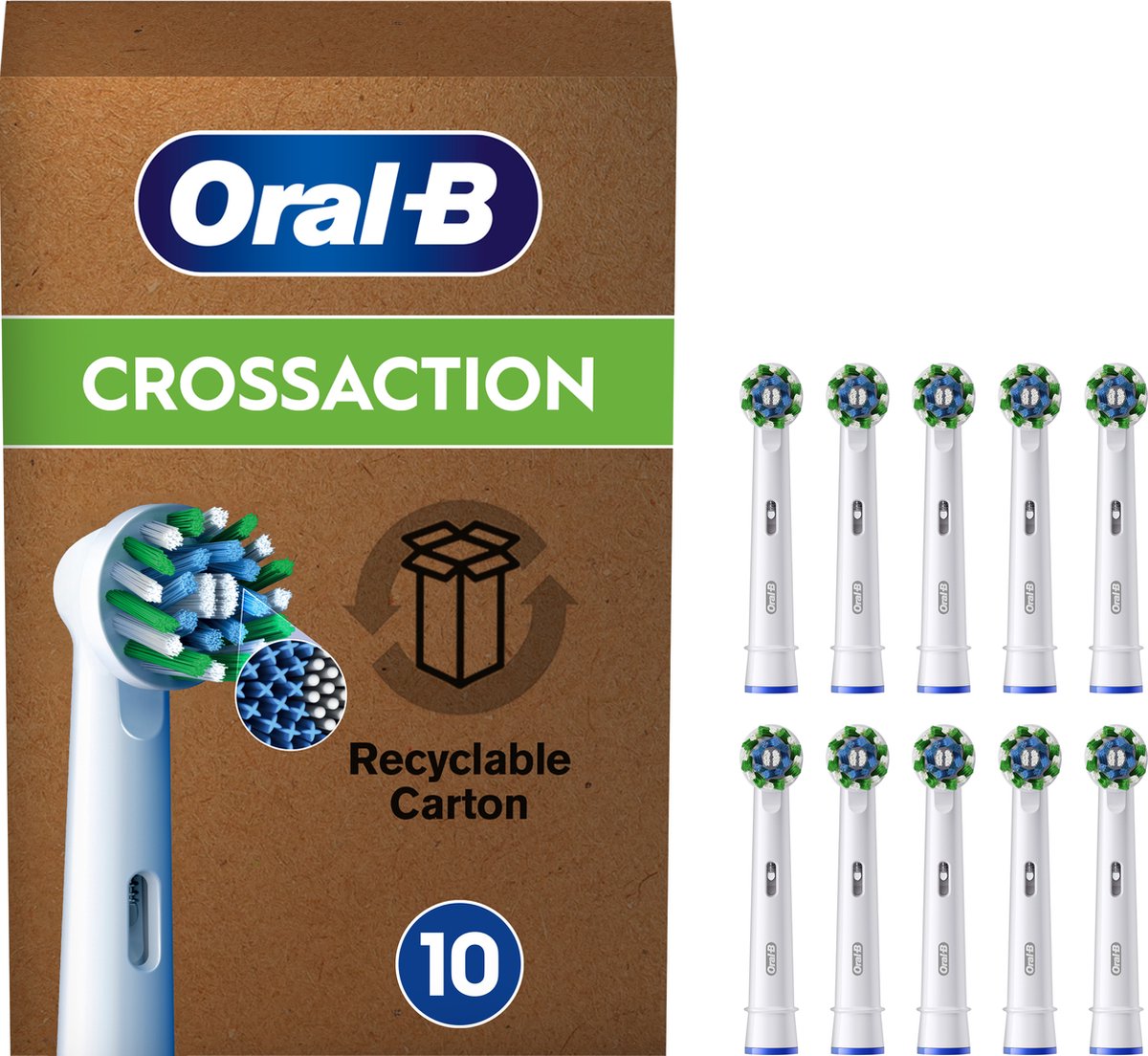 Oral-B Cross Action Pro - Opzetborstels - Met CleanMaximiser Technologie - 10 Stuks - Brievenbusverpakking - Oral B