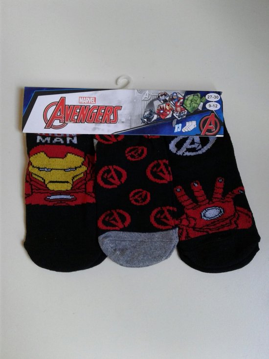 3 paar sneakersokken - Iron Man - Marvel Avengers - maat 27-30