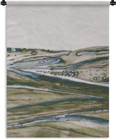 Wandkleed - Wanddoek - Abstract - Heuvels - Natuur - Groen- Kunst - 60x80 cm - Wandtapijt