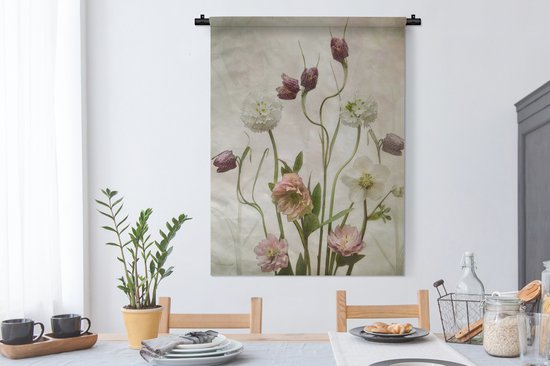 Wandkleed - Wanddoek - Bloemen - Lente - Tuin - Stilleven - 90x120 cm - Wandtapijt