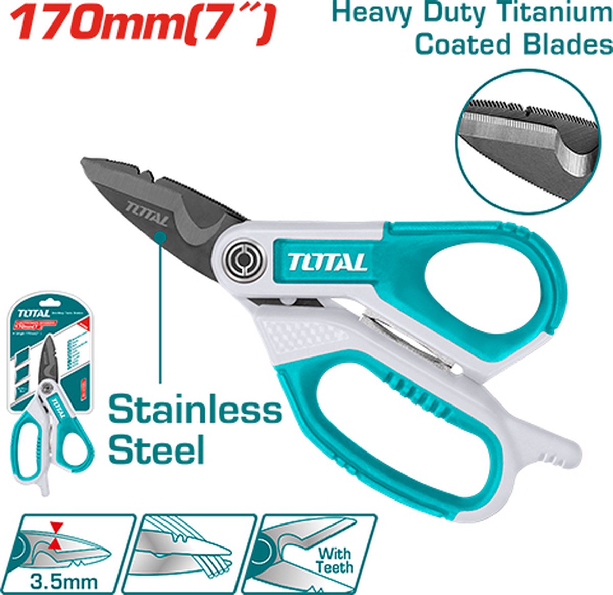 Total Tools titanium stripschaar – 3,5 mm bladdikte – voor draad en kabel