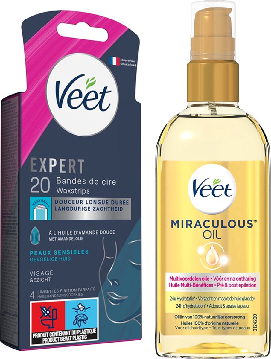 Goedkoopste Veet - Gevoelige huid - Miraculous oil - Ontharingsstrips Gezicht 20st
