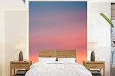 Behang - Fotobehang Zon - Lucht - Wolken - Roze - Breedte 195 cm x hoogte 260 cm - Behangpapier