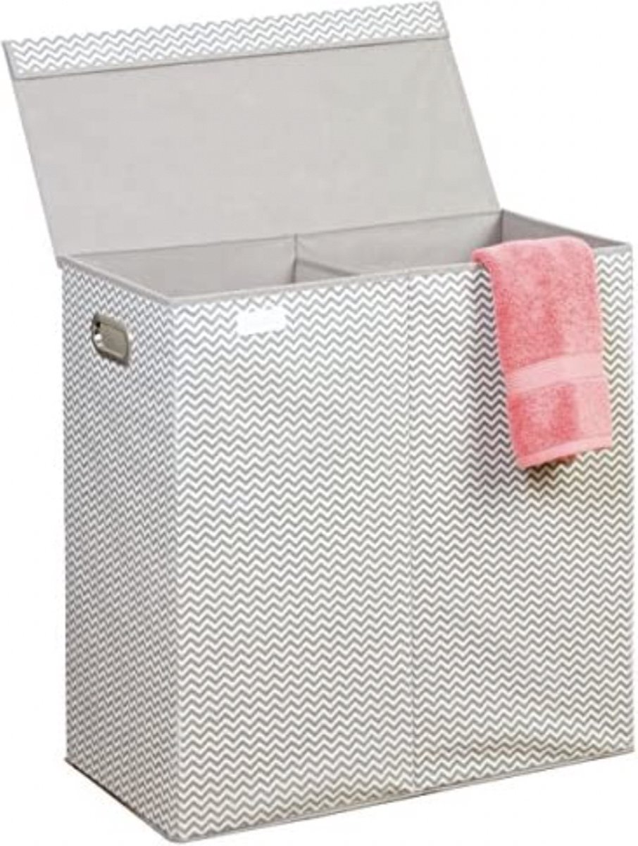 LIFEZEAL Coffre à Linge Avec Couvercle à Charnière, Panier à Linge Avec Barre De Support Métallique Et Poignées De Transport - Maison