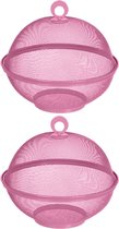 Excellent Houseware Voedselkappen - 2 ST - roze - vliegenkap - 25 cm - 2-laags