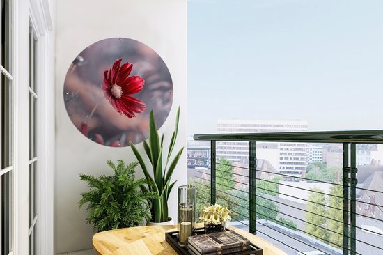 Tuincirkel Bloemen - Rood - Natuur - Planten - 60x60 cm - Ronde Tuinposter - Buiten