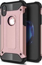 Schokbestendig Heavy Duty Hoesje Geschikt voor: iPhone X / XS Shock Proof Hybride - Back Cover - Dual Layer Armor Case - Extra Stevig - Rosegoud