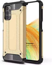 Schokbestendig Heavy Duty Hoesje Geschikt voor: Samsung Galaxy A33 5G Shock Proof Hybride - Back Cover - Dual Layer Armor Case - Extra Stevig - Goud