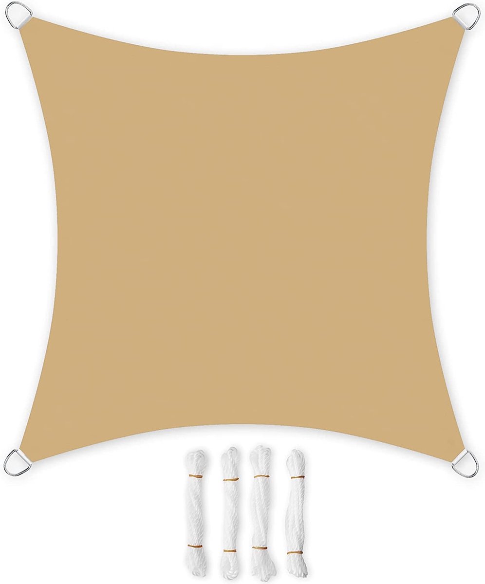 zonnescherm, waterdicht tot ten minste 1.000 mm waterkolom, 93% UV-bescherming, zonwering van scheurbestendig polyester, weerbestendig, tuin, balkon, terras, camping, 3 x 3 m, zandgeel