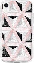 Casetastic Design Hoesje voor Apple iPhone XR - Hard Case - Marble Triangle Blocks Pink Print