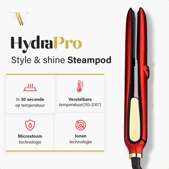 Florevita HydraPro - Style&Shine Steampod 4.0 - Extra Lang Resultaat - Stijltang Stoom