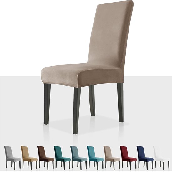 Stretch fluwelen stoelhoezen voor eetkamerstoelen Set van 4 verwijderbare velours eetkamerstoelhoezen pluche stoelhoezen voor eetkamer, hotel, keuken, ceremonie (Khaki, 4)