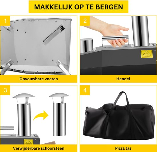 Bolture Pizza Oven Buiten - Houtgestookte Pizza Oven Tot 300ºC - Pizzasteen - RVS - Inclusief Pizzaspatel van bolture — afbeelding 5