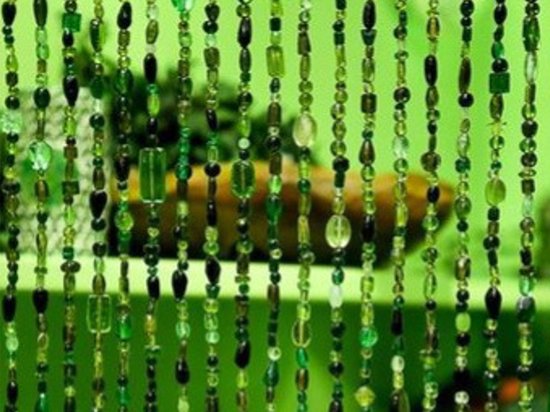 Rideau en perles de verre vert