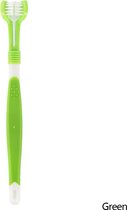 3-zijdige huisdier tandenborstel voor honden en katten met meerdere hoeken om tandverzorging en slechte adem aan te pakken - Groen