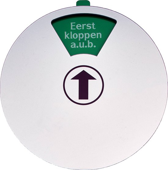 Schuifbordje - Rond acrylaat schuifbord - 6 verschillende teksten Nederlands - kleur grijs - Diameter 15 cm - te gebruiken ipv vrij bezet - welkom niet storen - vrij niet storen - Promessa-Design.