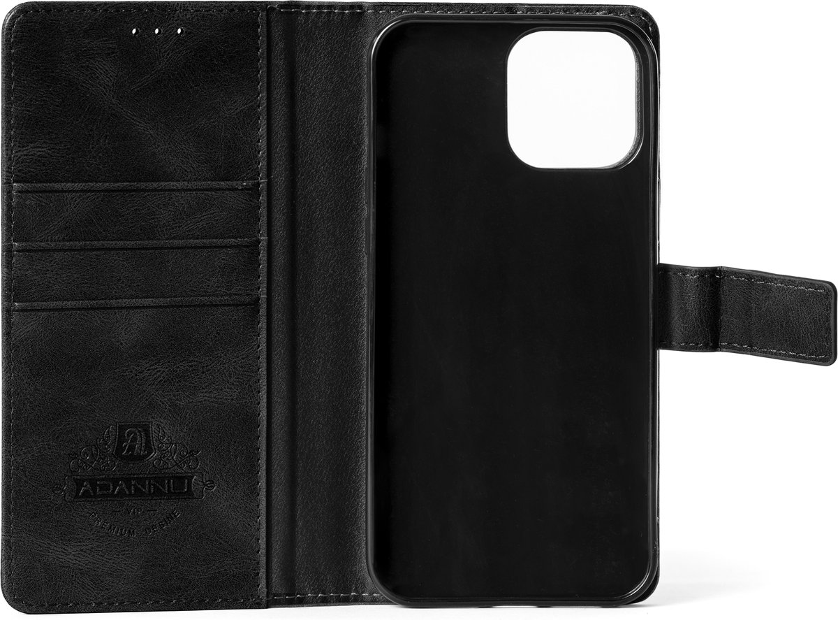 Gianni - Telefoonhoesjes - Bookcase wallet - Magnetisch - Iphone 12 / 12 pro – Zwart – Uitklapbaar