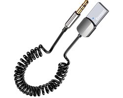 Bluetooth 5.0 Auto USB Ontvanger met 3,5mm AUX Aansluiting en Ingebouwde Microfoon, geschikt voor Auto en Thuis Audio Systemen, Luidsprekers en Smartphones.