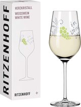 wittewijnglas 300 ml – Serie hartkristal nr. 2 – glas met vinoopschrift en platina – Made in Germany
