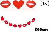 Guirlande hartjes en kusjes 300cm - Slinger liefde huwelijk love hart kus