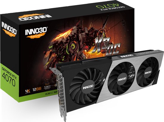 INNO3D GeForce RTX 4070 X3 OC - Videokaart - 12GB GDDR6X - PCIe 4.0 - 1 x HDMI - 3x DisplayPort