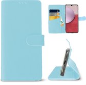 IPhone 13 Pro hoesje – Book Cover Case – Pasjeshouder - Siliconen Portemonnee Hoesje – Handgemaakt – Licht Blauw – Kunstleer