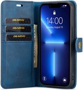 Geschikt voor DG Ming iPhone 14 Pro Max Hoesje 2-in-1 Book Case en Back Cover Blauw