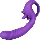 Erodit® double sensation 2 in 1 vibrator paars - likkende tong vibrator- lik vibrator- Anaal dildo -G-spot -clitoris vibrator– vibrators voor vrouwen- 10 modus - sex toys -seksspeeltjes - Erotiek voor vrouwen