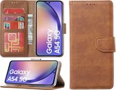 Arara Hoesje geschikt voor Samsung Galaxy A54 hoesje - Bookcase met pasjeshouder - Bruin