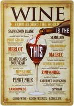 Metalen wandbord Wine around the world Wijn - 20 x 30 cm