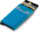 Walletstreet Uitschuifbare Pasjeshouder Plus 2 - Walletstreet Aluminium Creditcardhouder Card Protector Anti-Skim/ RFID Card Protector 7 Pasjes – Blauw/Blue