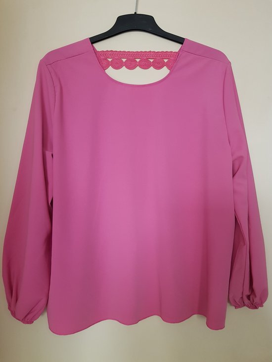 Dames top met bewerkte achterkant roze One size