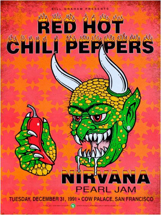 Signs-USA - Concert Sign - metaal - Red Hot Chili Peppers - red green - 30x40 cm