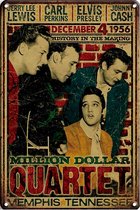Signs-USA - Muziek Sign - metaal - Million Dollar Quartet - Elvis Presley, Jerry Lee Lewis, Carl Perkins en Johnny Cash - 30x40 cm