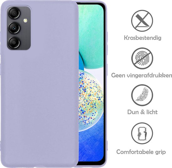 Hoesje - 2 Stuks - Geschikt voor Samsung Galaxy A14 - Sterk & Shockproof - Case Siliconen - Back Cover - Telefoon Hoes - Telefoonhoesjes - Lila