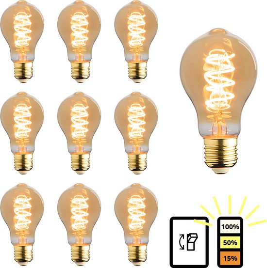 E27 LED lamp - 10-pack - 3 staps dimbaar - 3.5 watt - 2100K extra warm |  bol.com