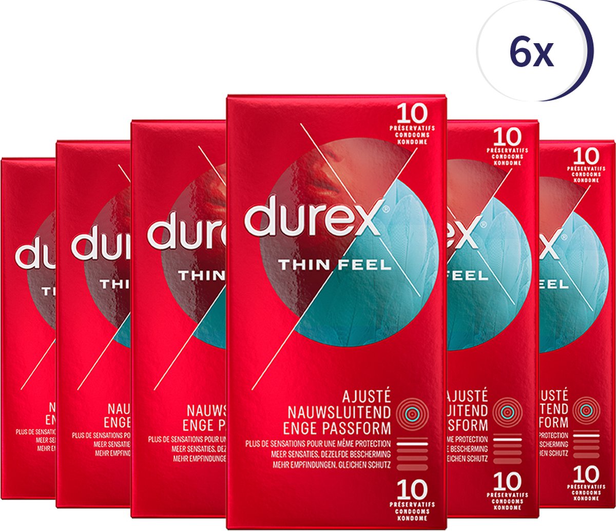 Bol.com Durex Condooms Thin Feel Close Fit 10st - 6 Stuks - Voordeelverpakking aanbieding