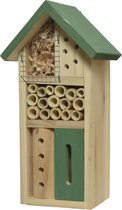 Groen vlinderhuis/bijenhuis/wespenhotel voor insecten 26 cm - Tuindecoratie - Diervriendelijk - Hotel/huisje voor insecten - Bijenhuis/vlinderhuis/lieveheersbeestjehuis