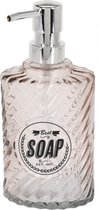 Distributeur de savon/distributeur de savon orange en verre 300 ml - Distributeur de savon salle de bain/cuisine